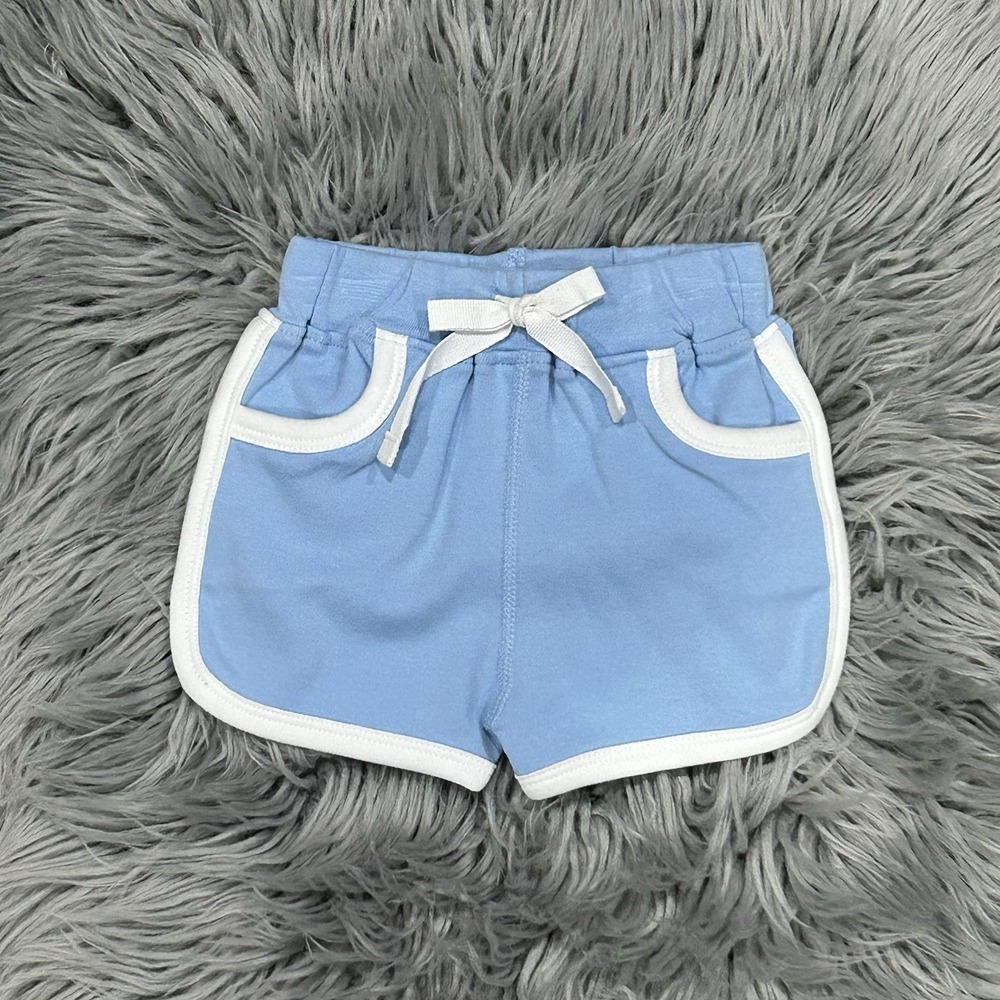 Sapling Organic Cotton Blue Baby Track Shorts Size 3-6 Month NEW